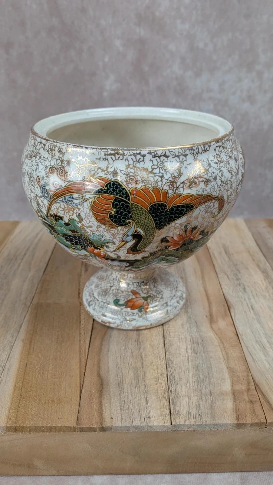Antiguo jarrón Phoenix Ware England con decoración de pájaros japoneses – photo 5